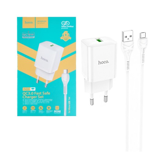 Carregador Hoco N26 Micro com QuickCharge 3.0 Branco